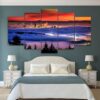 Sunrise Sunset Lions Gate Bridge Fog - Nature 5 Panel Canvas Art Wall Decor