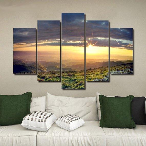 Sunrise Valley 01 - Nature 5 Panel Canvas Art Wall Decor Sunrise Valley 01 - Nature 5 Panel Canvas Art Wall Decor
