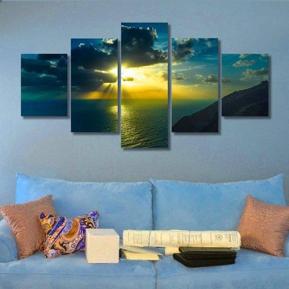 Sunset 05 - Space 5 Panel Canvas Art Wall Decor Sunset 05 - Space 5 Panel Canvas Art Wall Decor