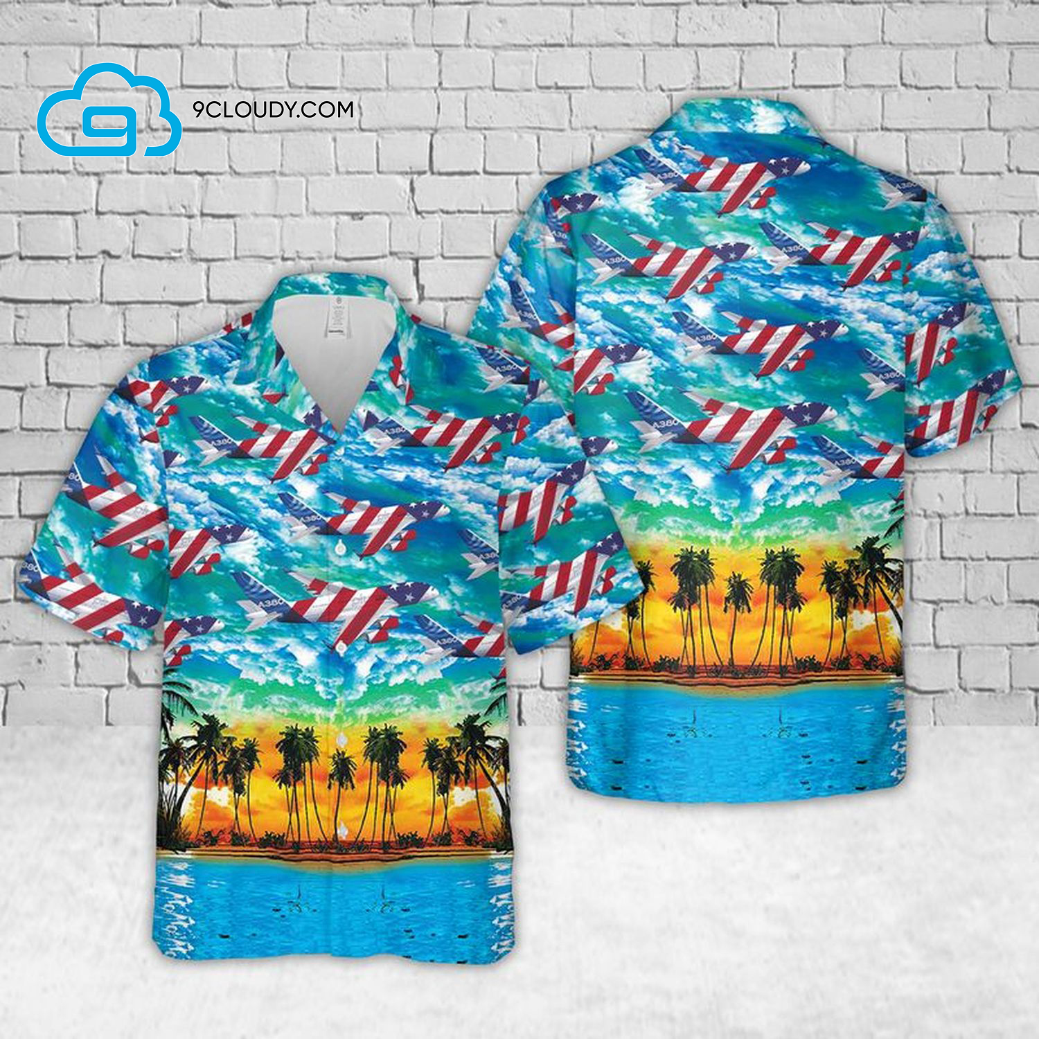 Sunset Airbus A380 Full Print Hawaiian Shirt Sunset Airbus A380 Full Print Hawaiian Shirt