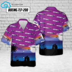 Sunset Airlines Boeing 717-200 Full Print Hawaiian Shirt