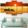Sunset Animal A Zebra - Animal 5 Panel Canvas Art Wall Decor