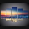 Sunset Beach Ocean Landscape - Nature 5 Panel Canvas Art Wall Decor