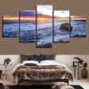 Sunset Beach Sea Wave 01 - Space 5 Panel Canvas Art Wall Decor