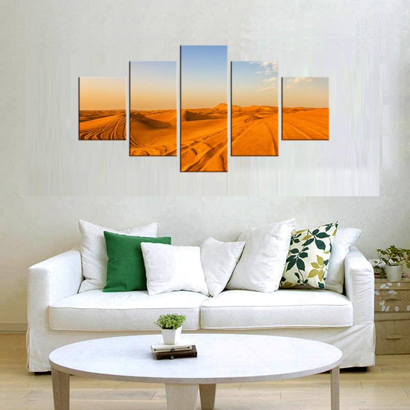 Sunset Desert Beautiful Scenery - Nature 5 Panel Canvas Art Wall Decor Sunset Desert Beautiful Scenery - Nature 5 Panel Canvas Art Wall Decor