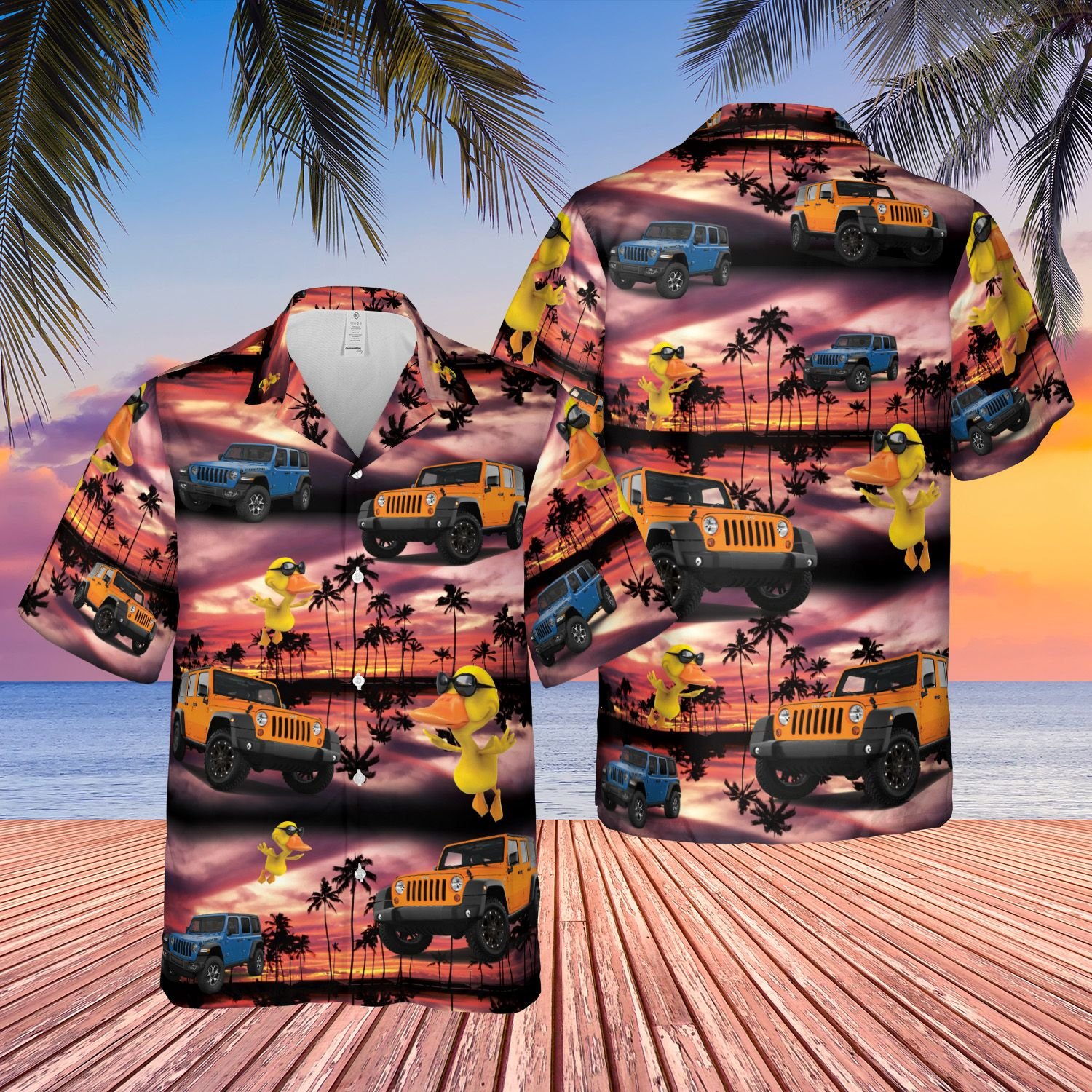 Sunset Duck Jeep Hawaiian Shirt Sunset Duck Jeep Hawaiian Shirt