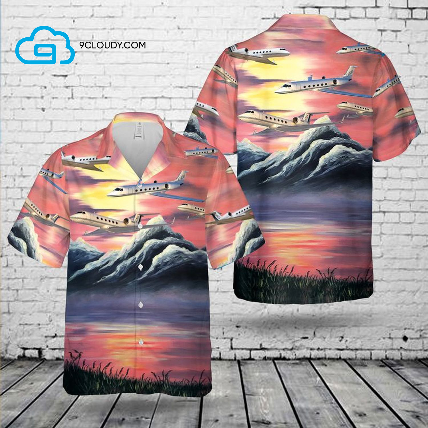 Sunset Gulfstream G450 Full Print Hawaiian Shirt- Maria Sunset Gulfstream G450 Full Print Hawaiian Shirt- Maria