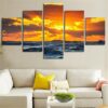 Sunset In The Clouds - Nature 5 Panel Canvas Art Wall Decor