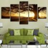 Sunset Tree - Nature 5 Panel Canvas Art Wall Decor
