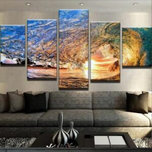 Sunset Wave - Nature 5 Panel Canvas Art Wall Decor