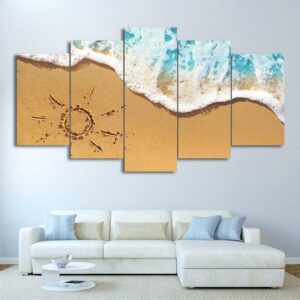 Sunshine Beach - Nature 5 Panel Canvas Art Wall Decor