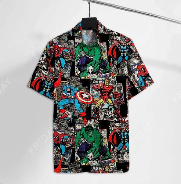 Super Heros Marvel Hawaiian Shirt Summer Button Up Super Heros Marvel Hawaiian Shirt Summer Button Up