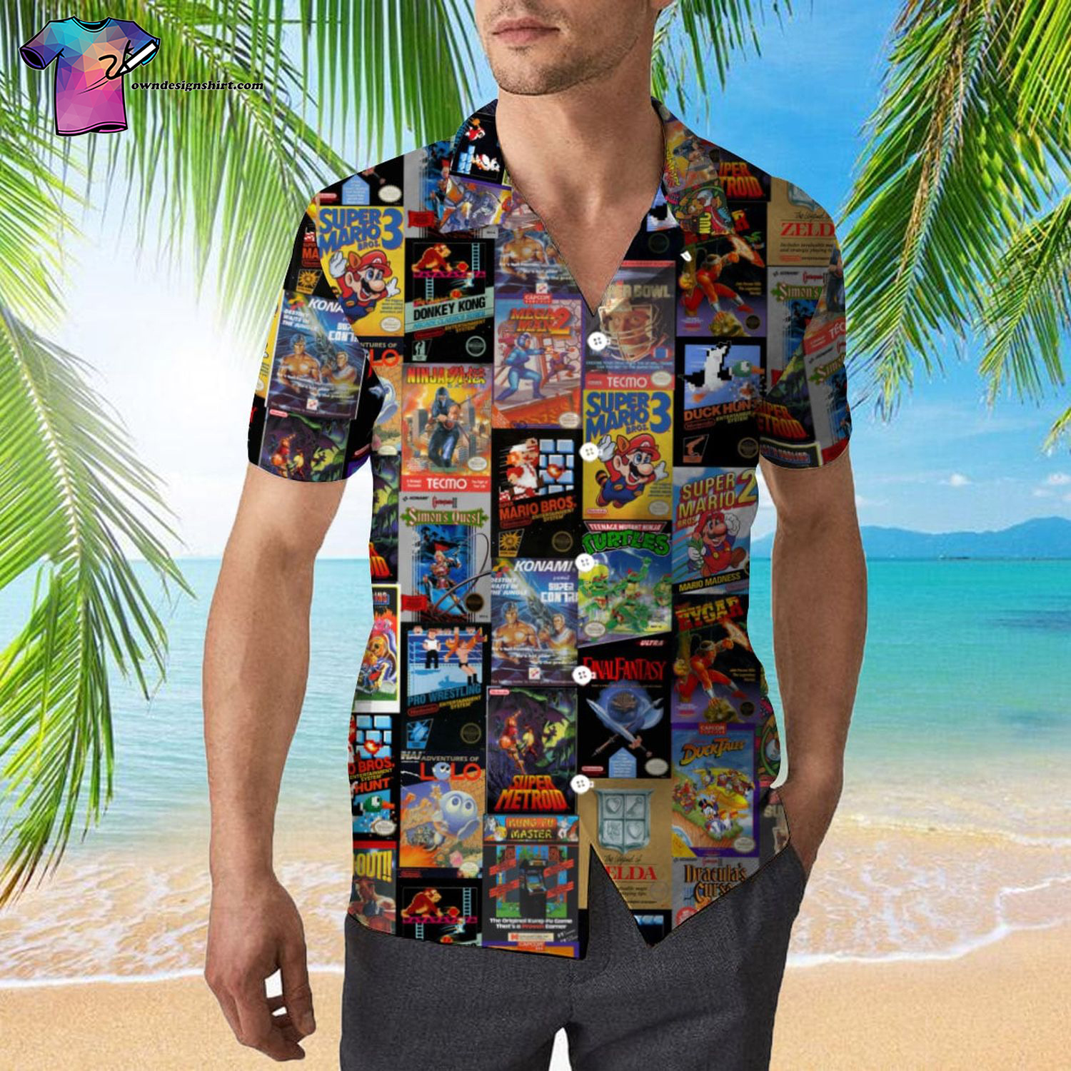 Super Nintendo All Over Print Hawaiian Shirt Super Nintendo All Over Print Hawaiian Shirt