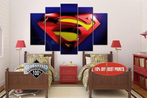 Superman Superheroes - Dc 5 Panel Canvas Art Wall Decor Superman Superheroes - Dc 5 Panel Canvas Art Wall Decor