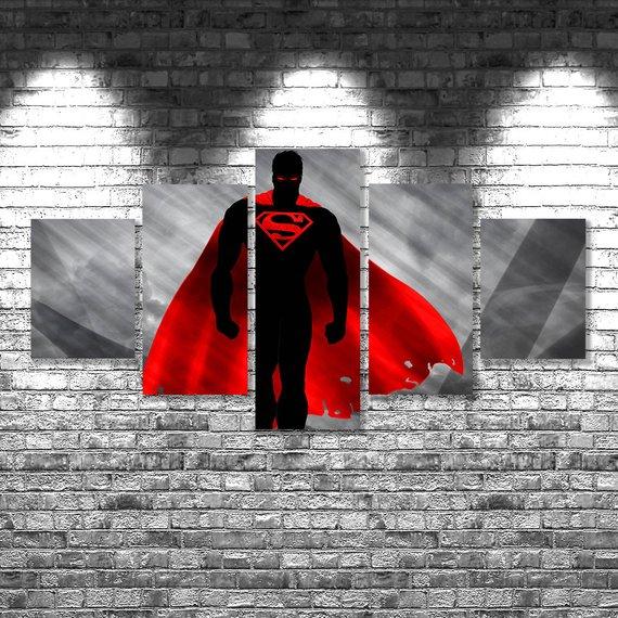 Superman - Famous Person 5 Panel Canvas Art Wall Decor Superman - Famous Person 5 Panel Canvas Art Wall Decor
