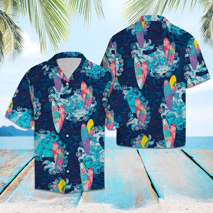 Surfboard Flower Mandala Hawaiian Shirt Summer Button Up Surfboard Flower Mandala Hawaiian Shirt Summer Button Up