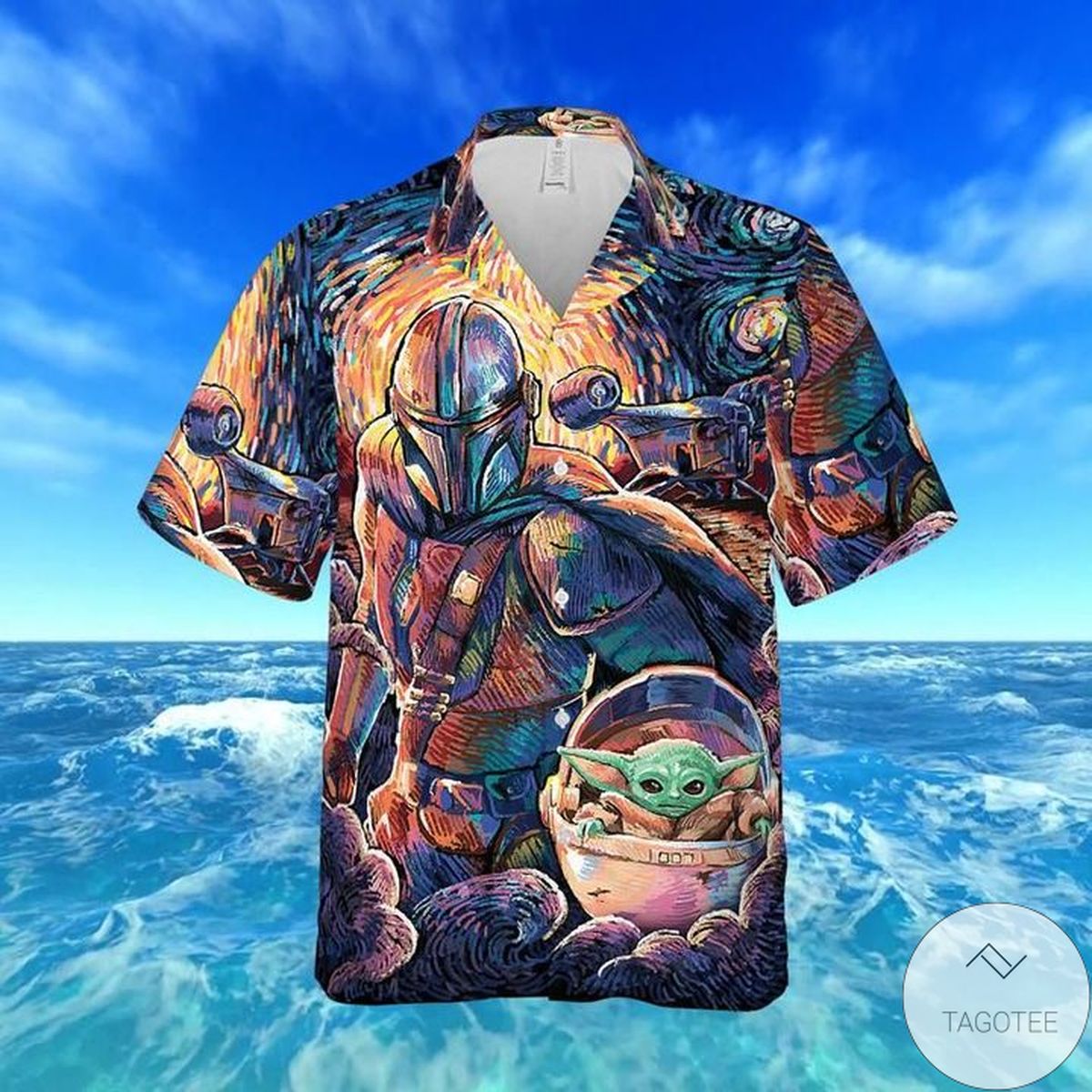 Surfing Bounty Hunter Baby Yoda Hawaiian Shirt Surfing Bounty Hunter Baby Yoda Hawaiian Shirt