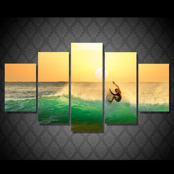 Surfing Trick Tail Slide - Sport 5 Panel Canvas Art Wall Decor Surfing Trick Tail Slide - Sport 5 Panel Canvas Art Wall Decor