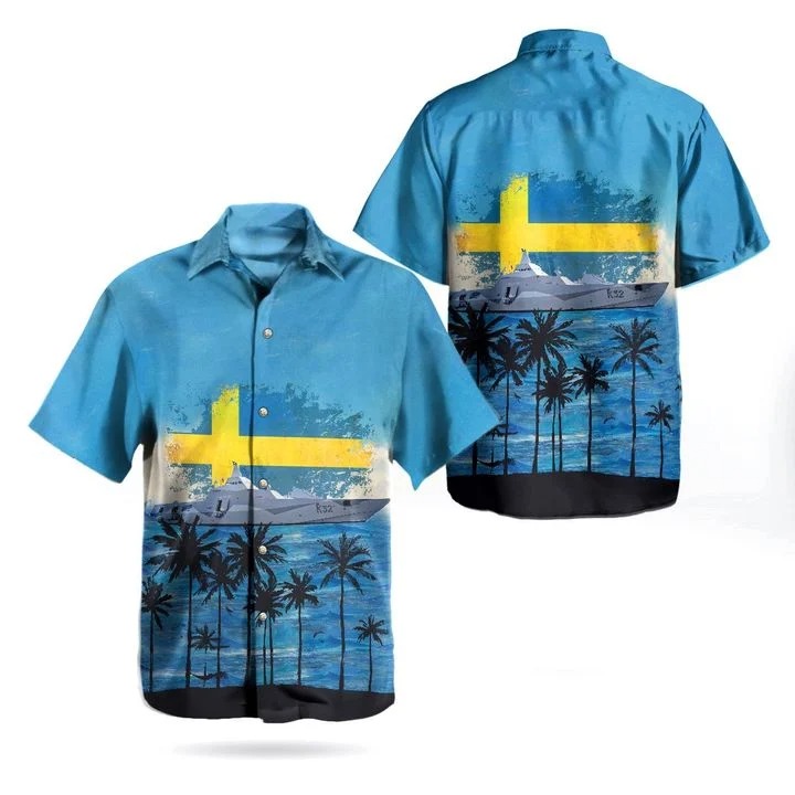 Swedish Navy Visby Class Hswms Helsingborg Hawaiian Shirt Swedish Navy Visby Class Hswms Helsingborg Hawaiian Shirt