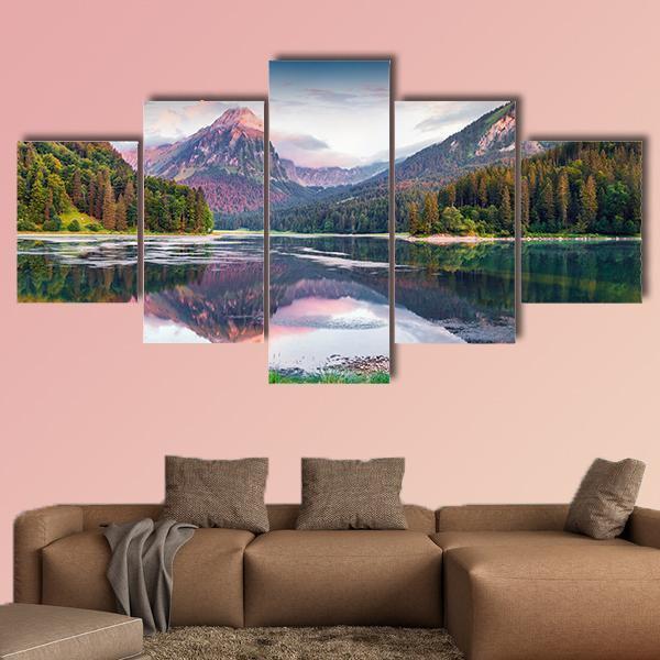 Swiss Lake Obersee - Nature 5 Panel Canvas Art Wall Decor Swiss Lake Obersee - Nature 5 Panel Canvas Art Wall Decor