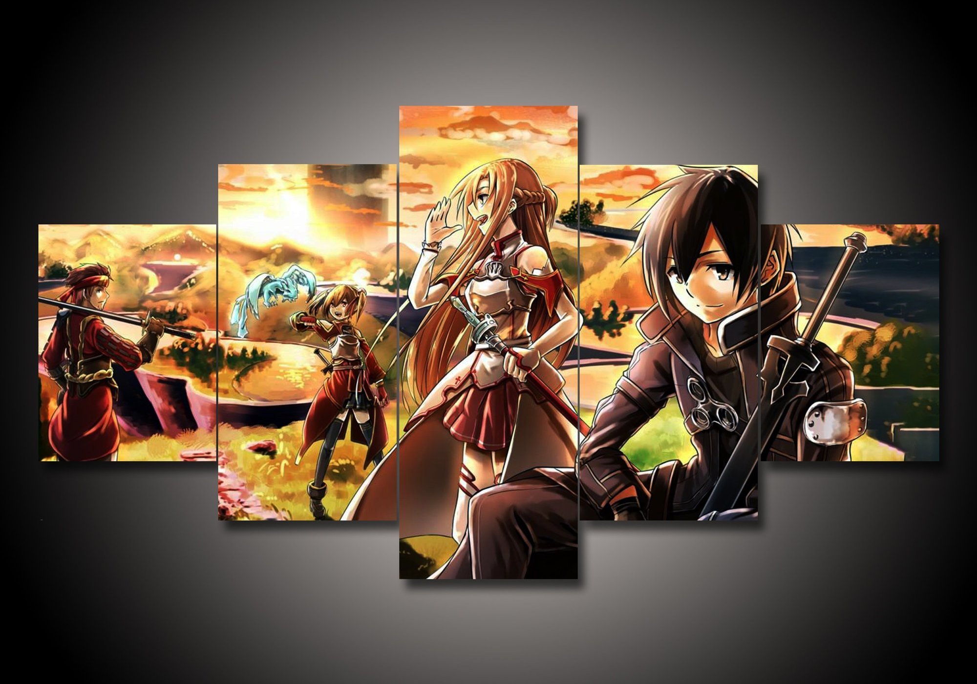Sword Art Online - Sao 4 - Anime 5 Panel Canvas Art Wall Decor Sword Art Online - Sao 4 - Anime 5 Panel Canvas Art Wall Decor