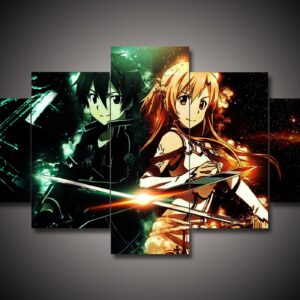 Sword Art Online - Sao - Anime 5 Panel Canvas Art Wall Decor