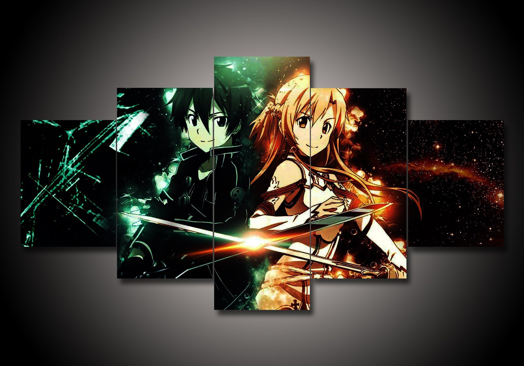 Sword Art Online - Sao - Anime 5 Panel Canvas Art Wall Decor Sword Art Online - Sao - Anime 5 Panel Canvas Art Wall Decor