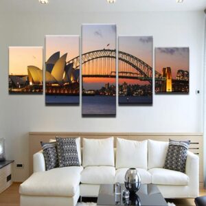 Sydney Harbor Opera House -Nature 5 Panel Canvas Art Wall Decor