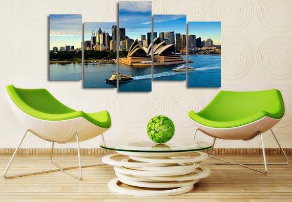 Sydney Opera House Australia - Nature 5 Panel Canvas Art Wall Decor Sydney Opera House Australia - Nature 5 Panel Canvas Art Wall Decor