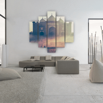 Taj Mahal Mosque - Religion 5 Panel Canvas Art Wall Decor Taj Mahal Mosque - Religion 5 Panel Canvas Art Wall Decor