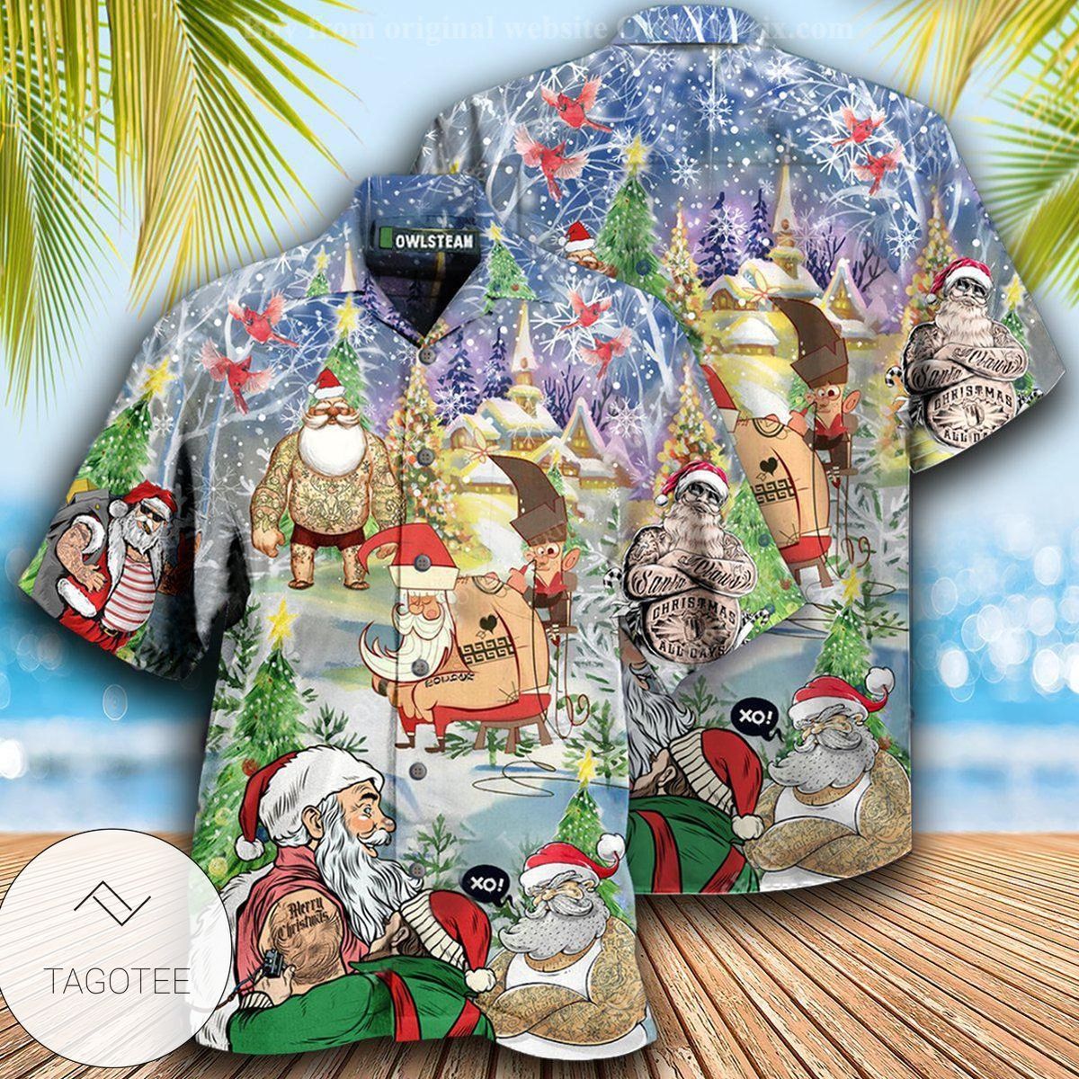 Tattoo Cool Santa Claus Christmas Edition Hawaiian Shirt Tattoo Cool Santa Claus Christmas Edition Hawaiian Shirt