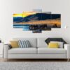 Team Of Horses Grazing & Watering - Animal 5 Panel Canvas Art Wall Decor