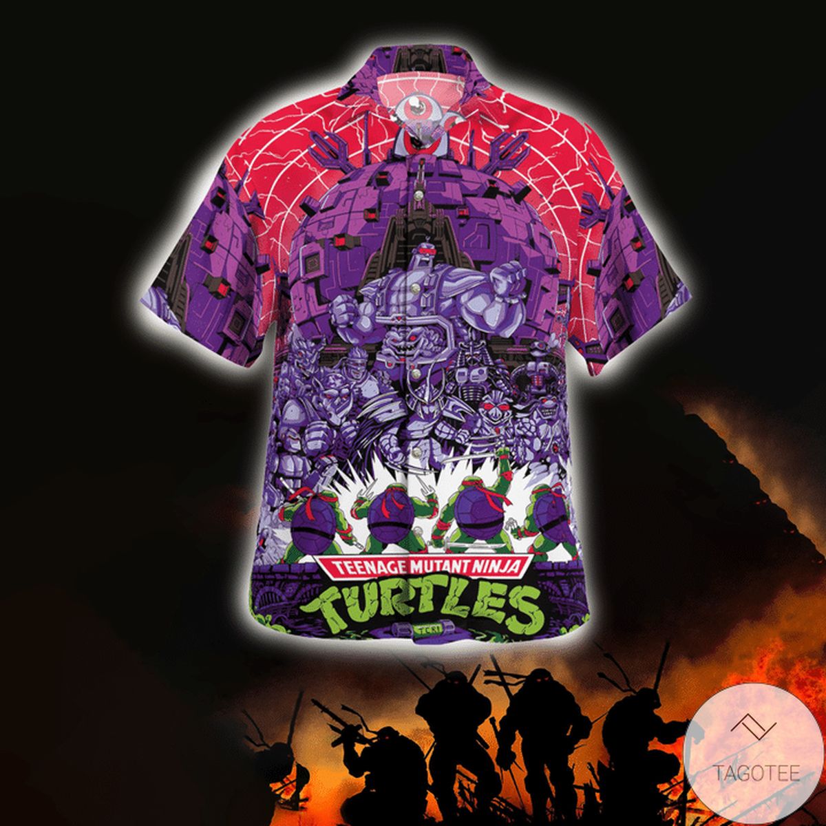 Teenage Mutant Ninja Turtles Hot Pink And Purple Hawaiian Shirt Teenage Mutant Ninja Turtles Hot Pink And Purple Hawaiian Shirt