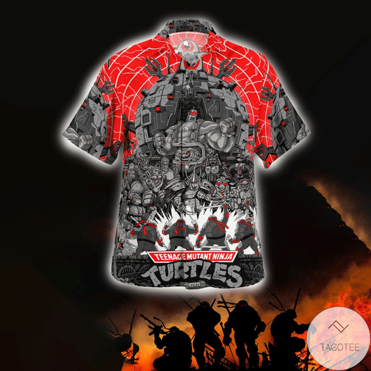 Teenage Mutant Ninja Turtles Red And Gray Hawaiian Shirt Teenage Mutant Ninja Turtles Red And Gray Hawaiian Shirt