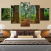 Temperate Rainforest Trail - Nature 5 Panel Canvas Art Wall Decor