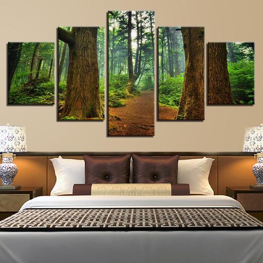 Temperate Rainforest Trail - Nature 5 Panel Canvas Art Wall Decor Temperate Rainforest Trail - Nature 5 Panel Canvas Art Wall Decor