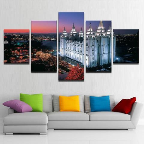 Temple Square - Nature 5 Panel Canvas Art Wall Decor Temple Square - Nature 5 Panel Canvas Art Wall Decor