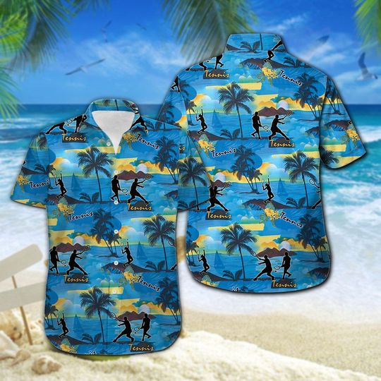 Tennis Hawaiian Shirt Summer Button Up Tennis Hawaiian Shirt Summer Button Up