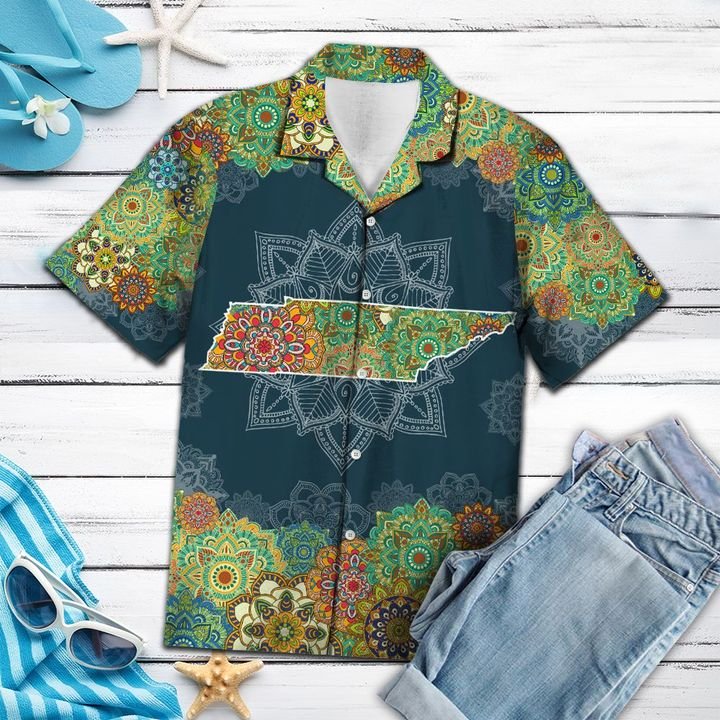 Tennnessee Floral Mandala Hawaiian Shirt Summer Button Up Tennnessee Floral Mandala Hawaiian Shirt Summer Button Up