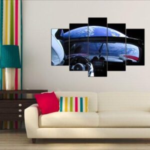 Tesla Roadster Spacex Tesla space Falcon - Automative 5 Panel Canvas Art Wall Decor