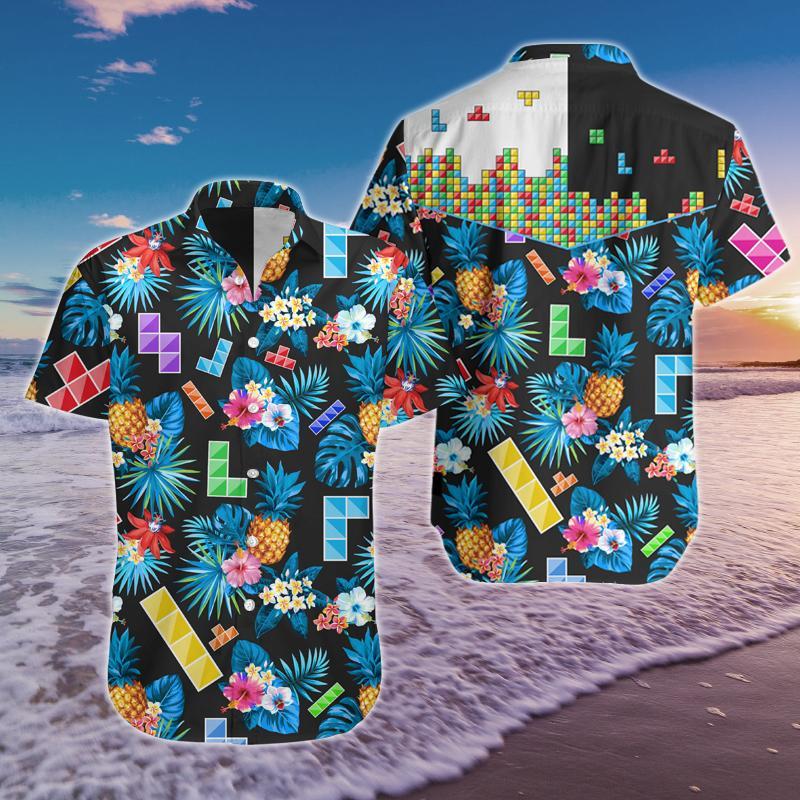 Tetris Game Hawaiian Shirt Summer Button Up Tetris Game Hawaiian Shirt Summer Button Up