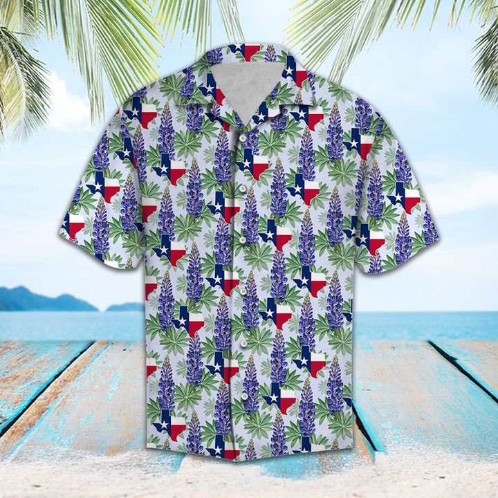 Texas Bluebonnet Hawaiian Shirt Summer Button Up Texas Bluebonnet Hawaiian Shirt Summer Button Up