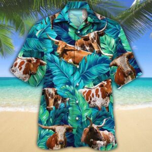 Texas Longhorn Cattle Hawaiian Shirt