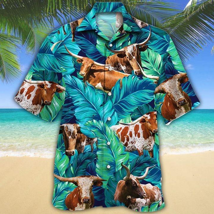 Texas Longhorn Cattle Hawaiian Shirt Texas Longhorn Cattle Hawaiian Shirt