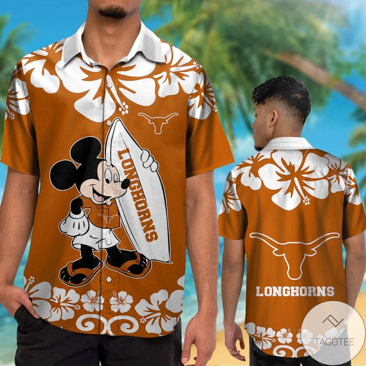 Texas Longhorns & Mickey Mouse Hawaiian Shirt Texas Longhorns & Mickey Mouse Hawaiian Shirt