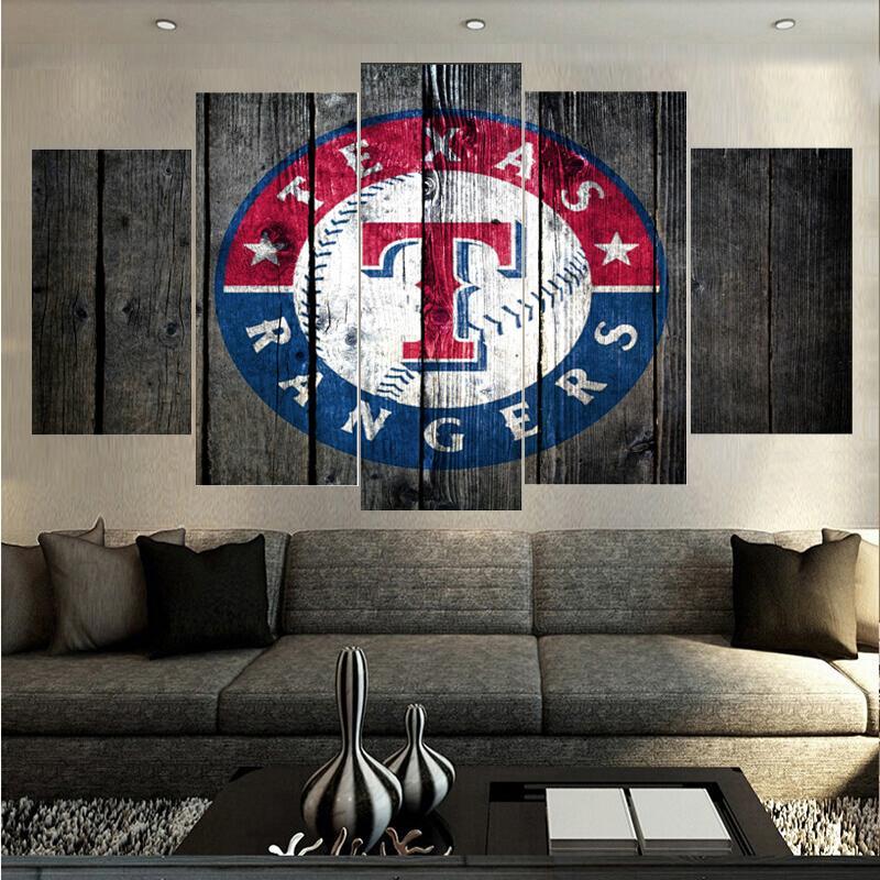 Texas Rangers Barnwood - Sport 5 Panel Canvas Art Wall Decor Texas Rangers Barnwood - Sport 5 Panel Canvas Art Wall Decor