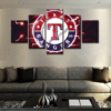 Texas Rangers Logo Baseball - Sport 5 Panel Canvas Art Wall Decor