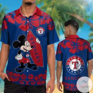 Texas Rangers Mickey Mouse Hawaiian Shirt
