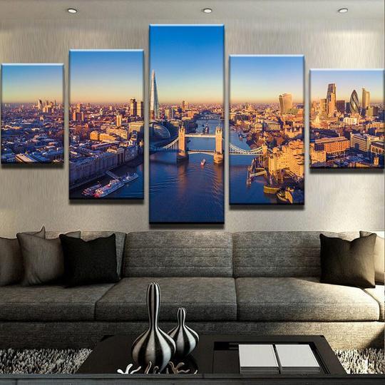 Thames London England - Nature 5 Panel Canvas Art Wall Decor Thames London England - Nature 5 Panel Canvas Art Wall Decor