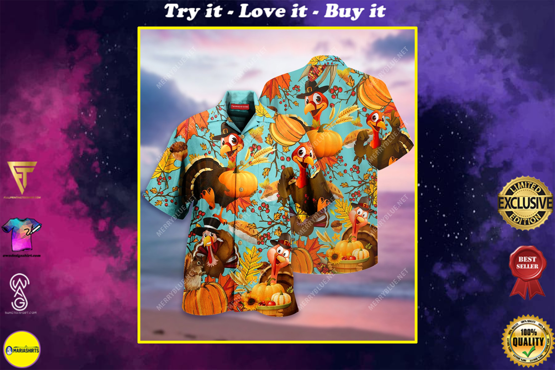 Thanksgiving Turkey Full Printing Hawaiian Shirt Thanksgiving Turkey Full Printing Hawaiian Shirt